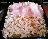 Foto del paso 4 de la receta: Pastel de papas fritas en rodajas, pollo y jamón
