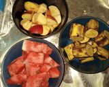 A picture of step 1 of Water melon, banana and apple smoothie.