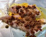 Une image de l'étape 5 de Filets de lieu jaune aux tomates séchées, citron, coriandre et épices.