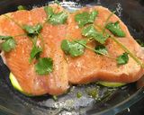 A picture of step 2 of Salmon roast in butter, lemon and coriander.