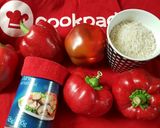 Foto del paso 1 de la receta: Rojo rojo: Pimientos en salsa, relleno (pescado) juruel y arroz