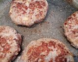 A picture of step 2 of Pork and Apple burger with Cheddar and mustard mayo.