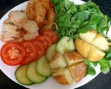 A picture of step 4 of My Roast Chicken slices & Roast Jacket Potato Salad 🤩.