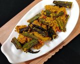A picture of step 9 of OKRA with POPPY SEEDS or Posto Bhindi.