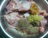 A picture of step 1 of Methi Chicken.
