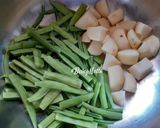A picture of step 1 of Cluster Beans-Potato Subzi/ Gavarfali-Batata Nu Shaak.