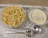 Foto del paso 4 de la receta: Nidos salteados con crema de queso, chopped y pistachos