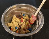 A picture of step 6 of Mega Caramel N&M Chovolate Chunk Cookies.