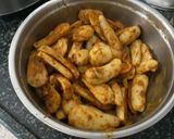 A picture of step 1 of Taro Roots or Arvi Sabji.