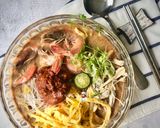 Gambar langkah 7 resipi Laksa Sarawak.