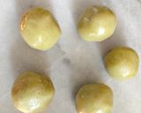 A picture of step 3 of Gulkand filled sweet potato gulab jamun.