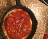 A picture of step 3 of Skillet Meat lovers Pizza for one.