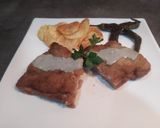 Foto del paso 7 de la receta: Cachopo de jamón y queso con salsa de cabrales y patatas paprika