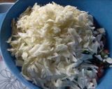 A picture of step 3 of Chicken Chakalaka,white rice and Rainbow Salad.