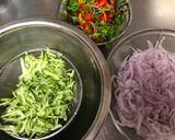A picture of step 3 of Colorful Vegetable Salad with Fried Chicken and Poached Egg.