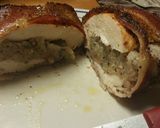 A picture of step 4 of Boudin stuffed chicken breast.