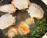 A picture of step 2 of Pan-Seared Scallops with Broccoli Rabe and Saffron Cream.