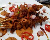 Foto langkah ke 8 dari resep Sate Jamur No Kolesterol + Saus Kacang #pr_sate.