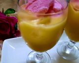 A picture of step 2 of Mango 🥭 milk shake with strawberry ice cream 🍦.