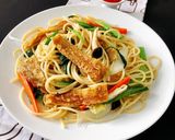 Hình bước làm 3 của món Mì Ý Xào Chay