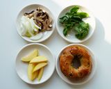 A picture of step 1 of Fresh and Flavorful Brunch | Mushroom Cheese Bagel Sandwich 🥯.