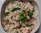 A picture of step 4 of Leftover Idly upma.