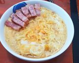 A picture of step 4 of Korean Cheese Ramen with Steamed Egg (Microwave) - Soft Egg, Delicious Soup.