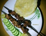 A picture of step 3 of Behari kabab with puri.