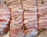A picture of step 1 of Bacon wrapped cod.