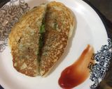 A picture of step 6 of Suji (semolina) stuffed peas pancake.