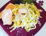 Pas rețetă Tagliatele cu somon si salată 1 fotografie