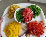 A picture of step 2 of Schezwan Rice.
