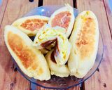 Hình bước làm 8 của món Bánh mì nhân trứng sữa nướng chảo