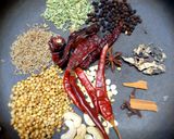 A picture of step 1 of Chettinad chicken curry.