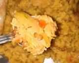 A picture of step 1 of Kaire khichdi (green mango).