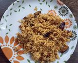 A picture of step 5 of Vangi Bath (Brinjal fried rice).