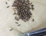 A picture of step 2 of Besan and sooji dhokla.