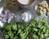 A picture of step 1 of Broccoli almond soup.