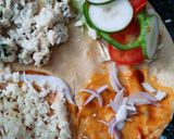 A picture of step 6 of Tortilla Wrap with egg and veggies.