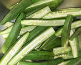 A picture of step 2 of Kurkuri Bhindi fry.