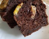 A picture of step 4 of Banana Chocolate Pancake Mix Cake.