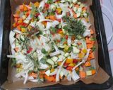 Sült csirkecomb 🍗 zöldségekkel 🫑🍅🧄 és krémes sütőtökös rizottóval 🎃🍚 recept fázis 5 fotója