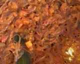 A picture of step 3 of Okra masala with aubergine & sweet potato.