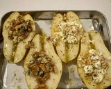 A picture of step 4 of Baked Pears with Gorgonzola and Walnuts (or Goat Cheese and Pine Nuts).