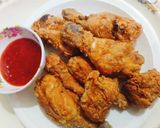 A picture of step 8 of KFC style fried chicken.