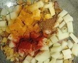 A picture of step 3 of Mushroom potato stir-fry in mustard paste.