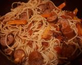 A picture of step 6 of Spaghetti in sausage strips.