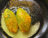 A picture of step 6 of Andhra style stuffed Karele or Gutti Kakarakaya.