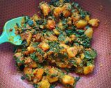 A picture of step 5 of Spinach Potato Dry Subji. Aloo Palak.