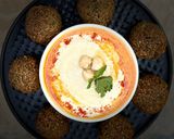 A picture of step 9 of Falafel and hummus.